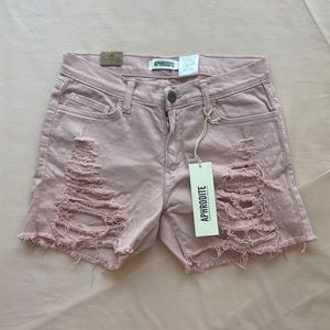 Aprodite Boutique Pink Distressed Shorts